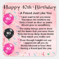 Friend Poem - 40th Birthday