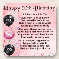 Friend Poem 50th Birthday Coaster Zazzle