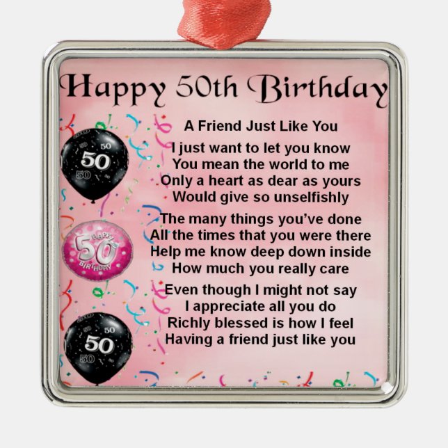 Friend Poem - 50th Birthday Metal Ornament (Front)