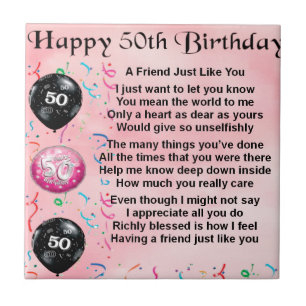 Friend Poem - 50th Birthday Tile