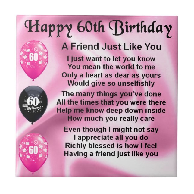 Friend poem - 60th Birthday Tile (Front)