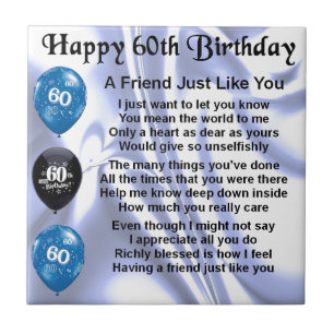 Friend Poem  60th Birthday Tile
