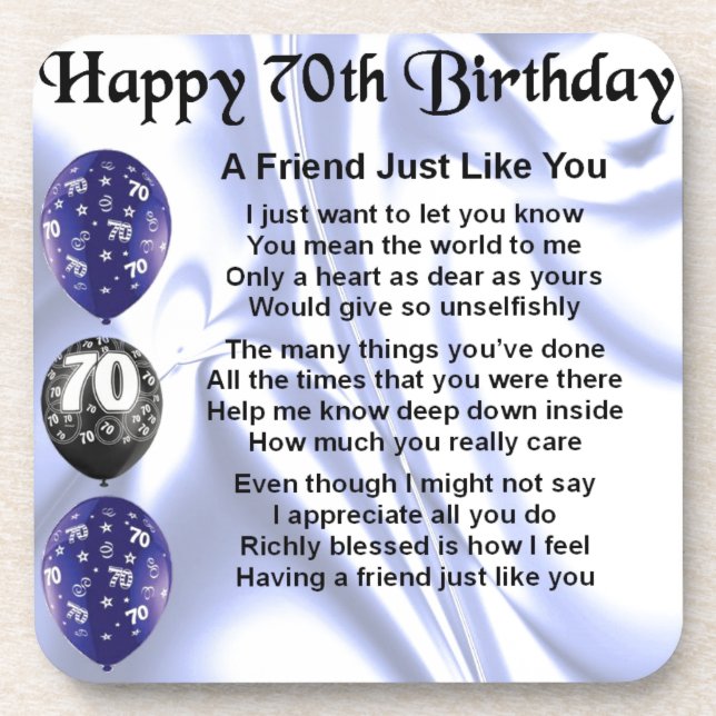 Friend Poem - 70th Birthday Coaster (Front)