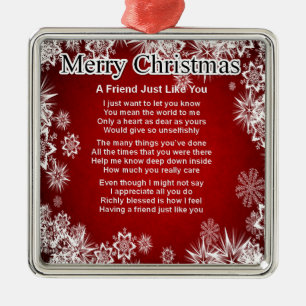 Friend Poem - Christmas Design Metal Ornament