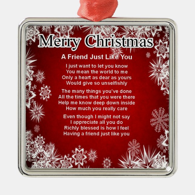 Friend Poem - Christmas Design Metal Ornament (Front)