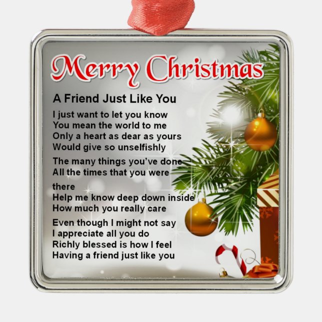 Friend Poem - Christmas Design Metal Ornament (Front)