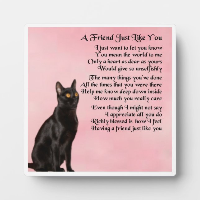 Friend Poem Plaque  -  Black Cat  Design (Front)