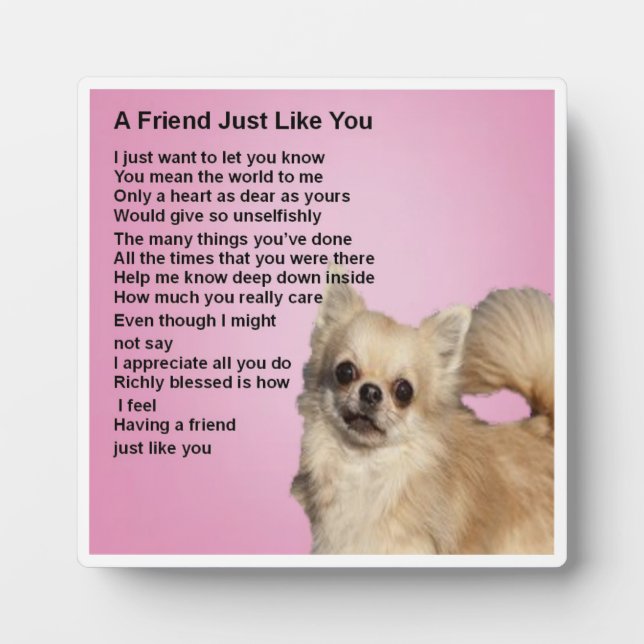 Friend Poem Plaque - Chihuahua chien Design (Devant)