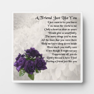Friend Poem Plaque  -  Purple Roses  Design