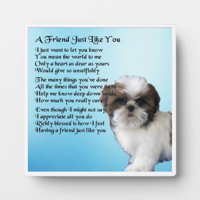 Friend Poem Plaque  -  Shih Tzu Dog  Design (Front)
