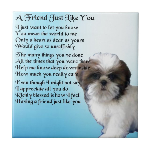 Friend Poem - Shih Tzu Design Tile (Front)