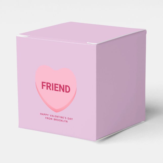 Friend purple pink conversation heart Valentine's Favor Box (Front Side)