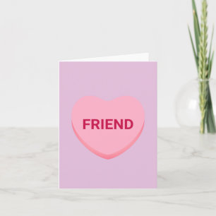 Friend purple pink conversation heart Valentine's Note Card
