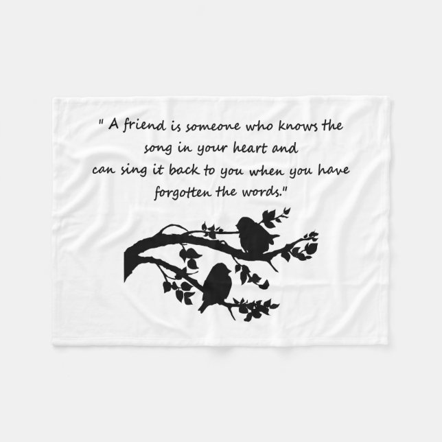 Friend Quote Song in my Heart Birds Fleece Blanket (Front (Horizontal))