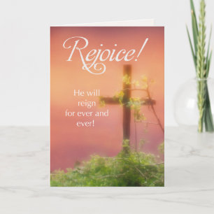 Friend Rejoice Easter with Cross and Plants Card