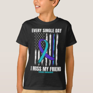 Friend Suicide Awareness Prevention American Flag  T-Shirt