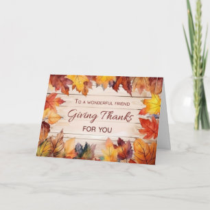 Friend Thanksgiving Giving Thanks Colourful Autumn Card