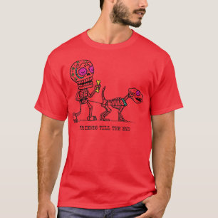 Friend Till The End Skeleton Dog Walking Dead  T-Shirt