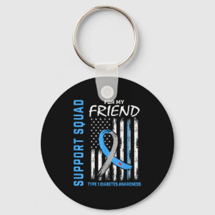Friend Type 1 Diabetes Shirt American Flag Support Keychain