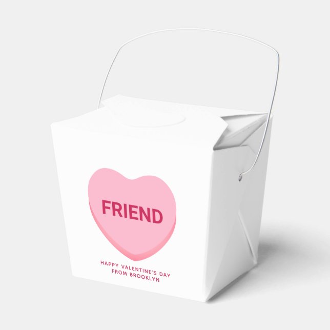 Friend white pink conversation heart Valentine's Favor Box (Front Side)