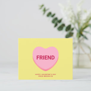 Friend yellow conversation heart Valentine's Day Postcard