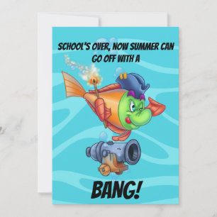 FriendFish cartoon Cute Fish Graduation Card