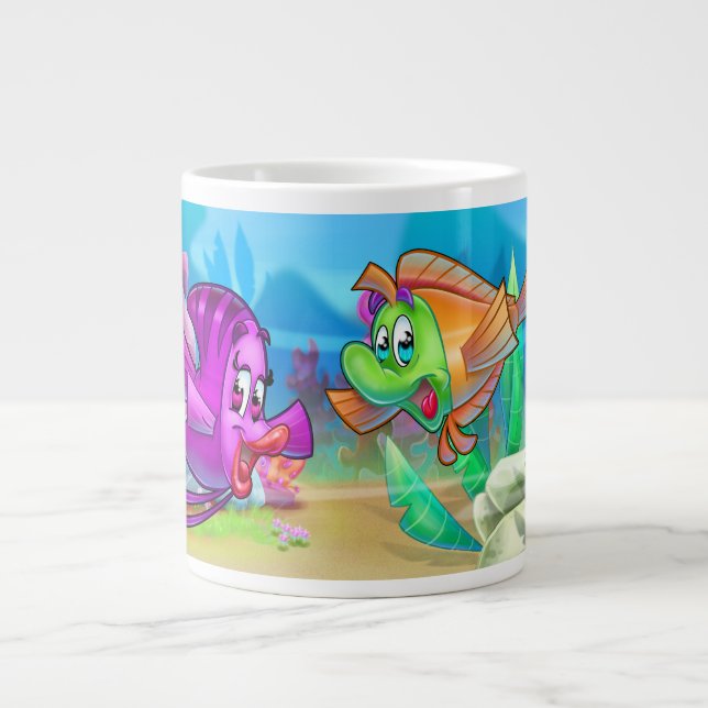 FriendFish cute cartoon fish  Large Coffee Mug (Front)