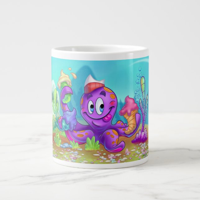 FriendFish cute cartoon fish  Large Coffee Mug (Front)