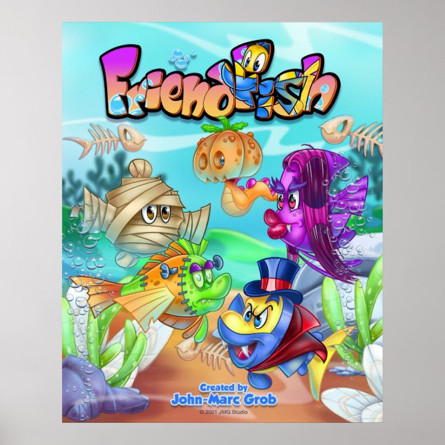FriendFish cute cartoon fish poster (Front)