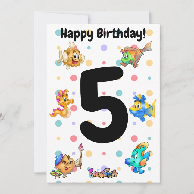 FriendFish mignon dessin animé carte d'anniversair (Devant)