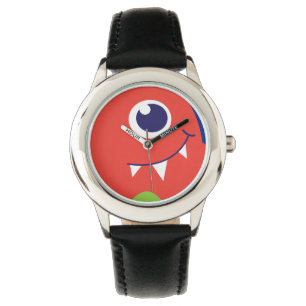 Friendly alien face orange kids watch