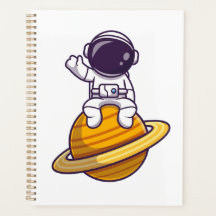 Friendly Astronaut Waving from a Planet
