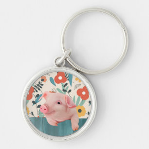Friendly Baby Pig   Cute Baby Animal Keychain