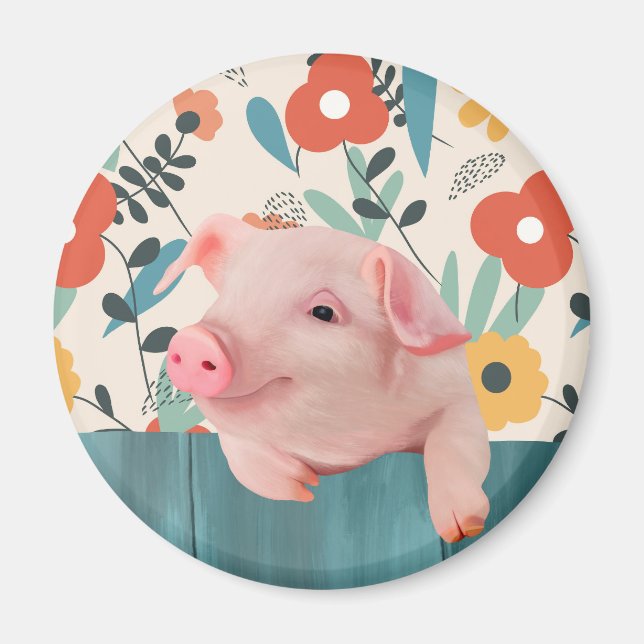 Friendly Baby Pig | Cute Baby Animal Magnet (Front)