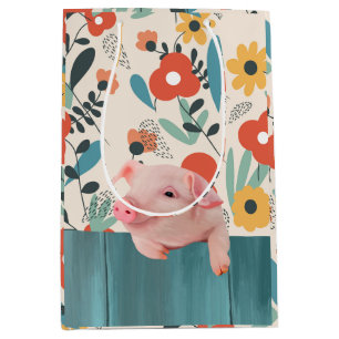 Friendly Baby Pig   Cute Baby Animal Medium Gift Bag