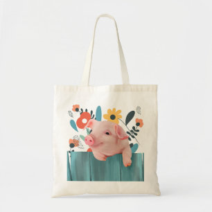 Friendly Baby Pig   Cute Baby Animal  Tote Bag