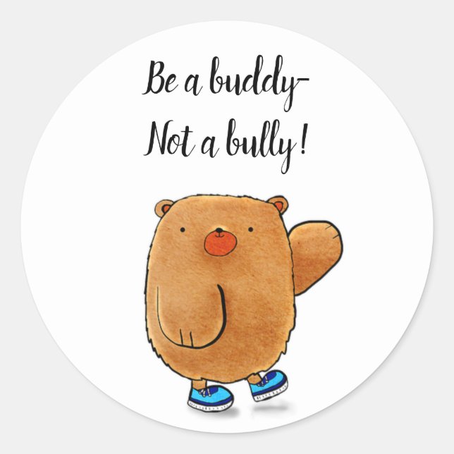 Friendly Be a Buddy Bear Classic Round Sticker (Front)