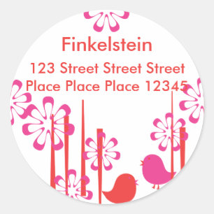 Friendly Birds in Red and Hot Pink Classic Round Sticker