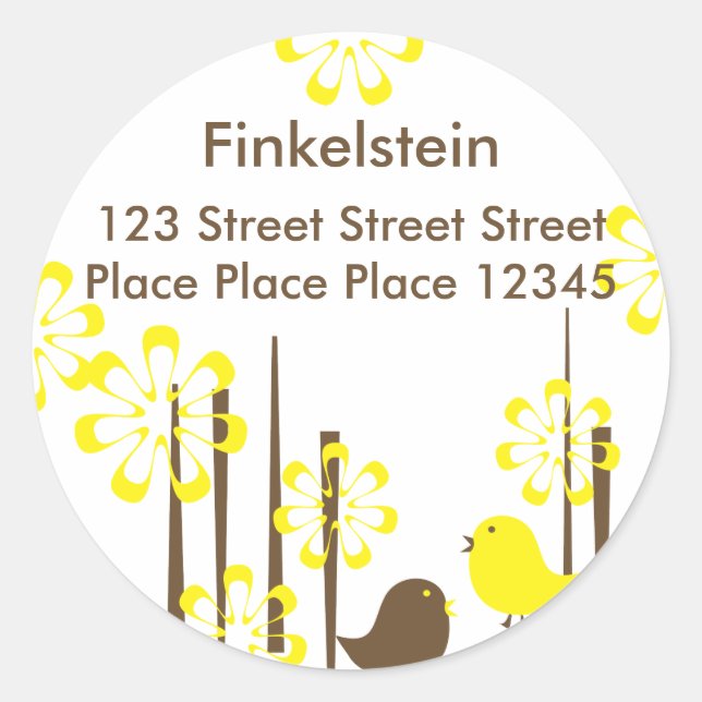 Friendly Birds in Yellow Classic Round Sticker (Front)