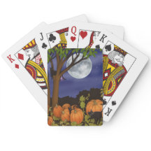 Friendly Black Cats in Pumpkin Patch Playing Cards