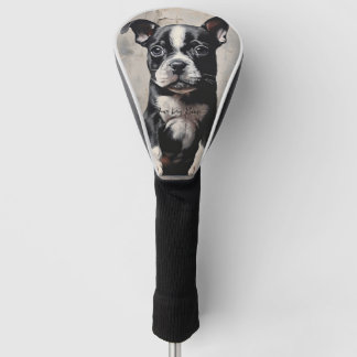 Friendly Boston Terrier Puppy Dogs 004 - Raimon P Golf Head Cover