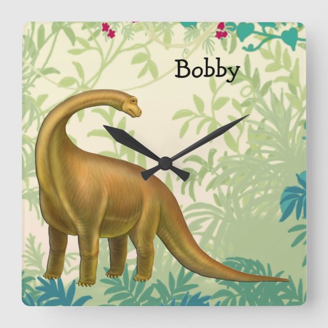 Friendly Brachiosaurus Dinosaur Wall Clock (Front)