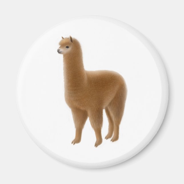 Friendly Brown Alpaca Magnet (Front)