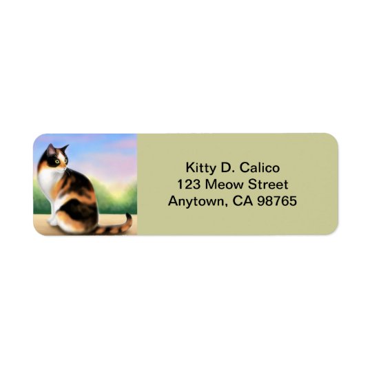 Friendly Calico Cat Customizable Return Address Label