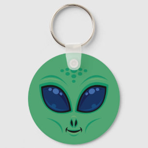 Friendly Cartoon Alien Face Keychain