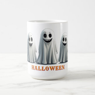 Friendly Cartoon Ghost Group Halloween Fun Night Coffee Mug