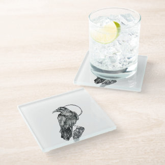Friendly Crow Glass Coaster