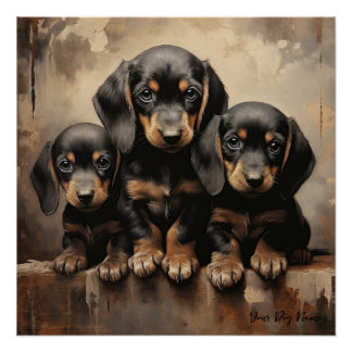 Friendly Dachshund Puppy Dogs  001 - Raimon Paladi Poster
