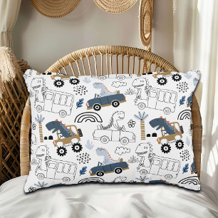 Friendly Dinosaurs in Cars Pattern Accent Pillow