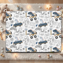 Friendly Dinosaurs in Cars Pattern
